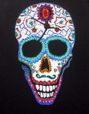 Decorated Matt Bullet Hole Skull Jpg